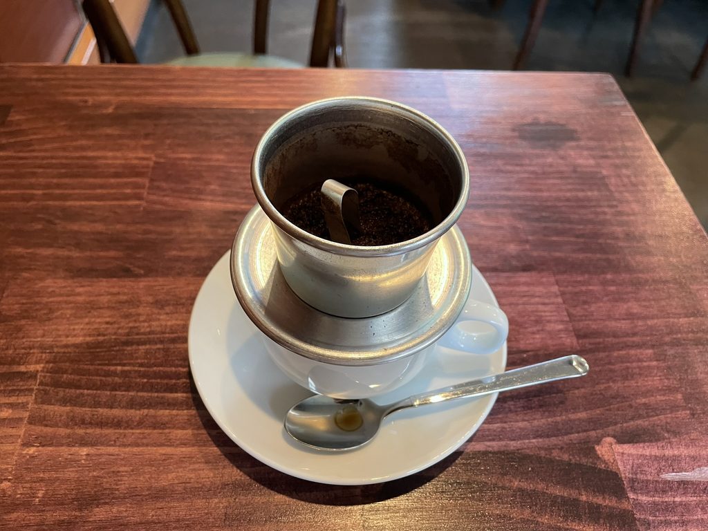 コーヒー粉が入ったフィンの内部